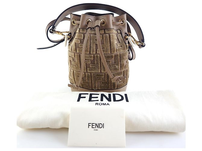 Fendi Borsa a secchiello Montrezzo in velluto FF, borsa tote, borsa a tracolla Multicolore - vista 6