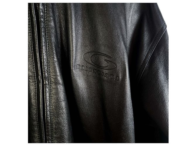 Balenciaga Giacca in pelle oversize con cappuccio e zip con logo Multicolore - vista 3