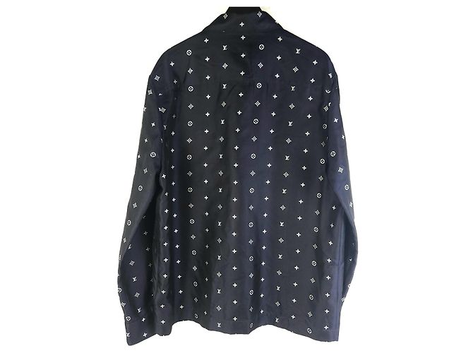 Louis Vuitton Camicia da pigiama in seta con monogramma Nero - vista 3