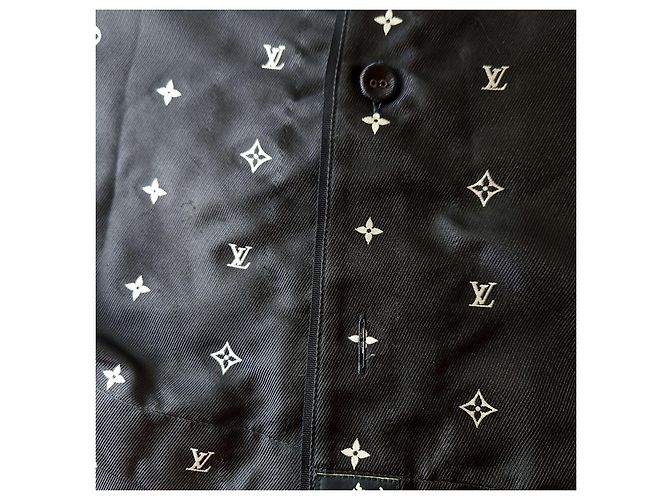Louis Vuitton Camicia da pigiama in seta con monogramma Nero - vista 5