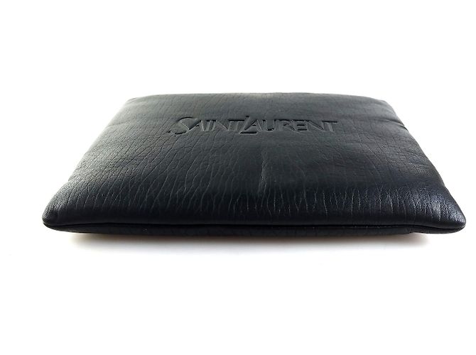 Saint Laurent Borsa Clutch Logo Imbottita Nero - vista 4