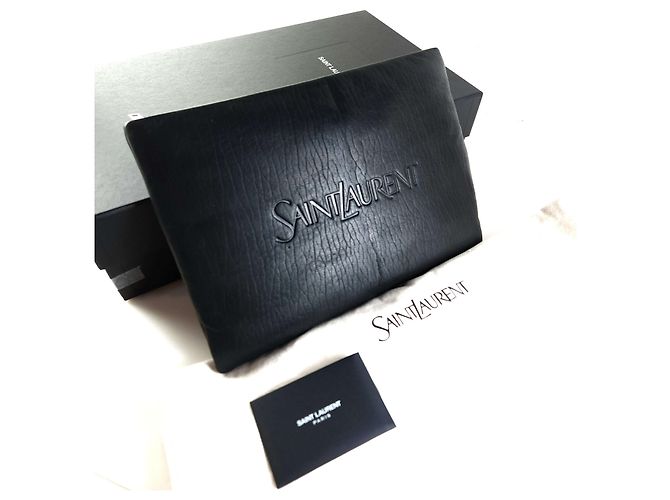 Saint Laurent Borsa Clutch Logo Imbottita Nero - vista 6