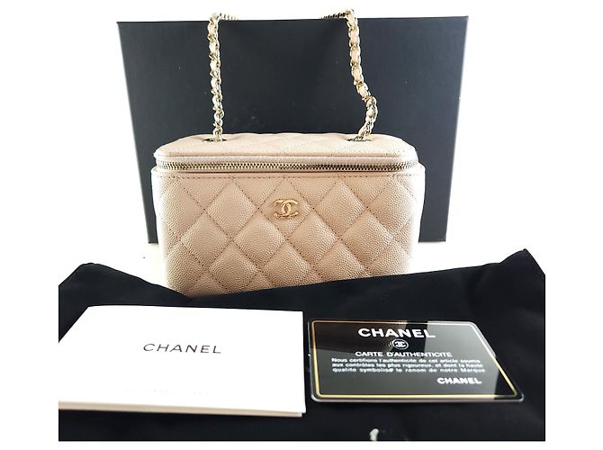 Chanel Estuche de cosméticos de cadena clásica Bolsa cruzada rectangular Naranja - vista 6