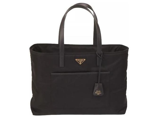Prada Grande borsa tote in nylon e pelle Saffiano - vista 3