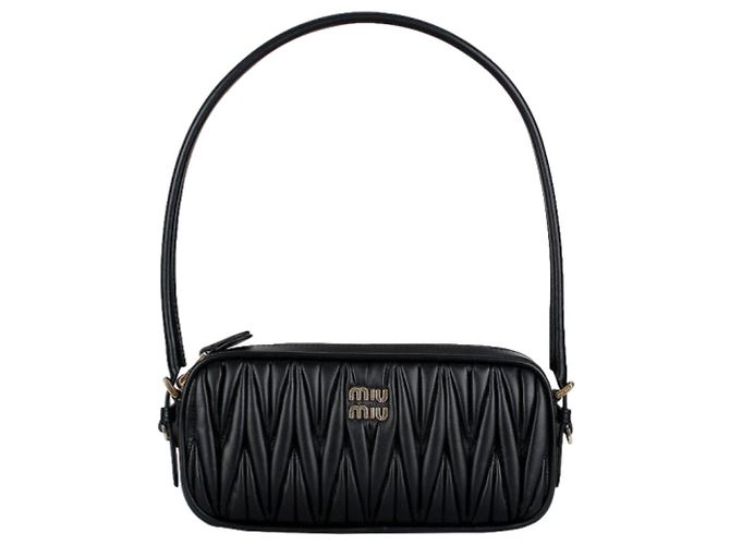 Miu Miu Borsa a spalla in nappa trapuntata Nero - vista 2