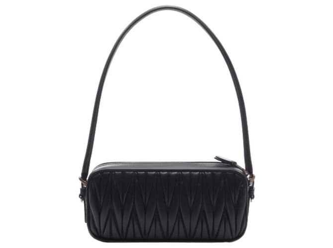Miu Miu Borsa a spalla in nappa trapuntata Nero - vista 3