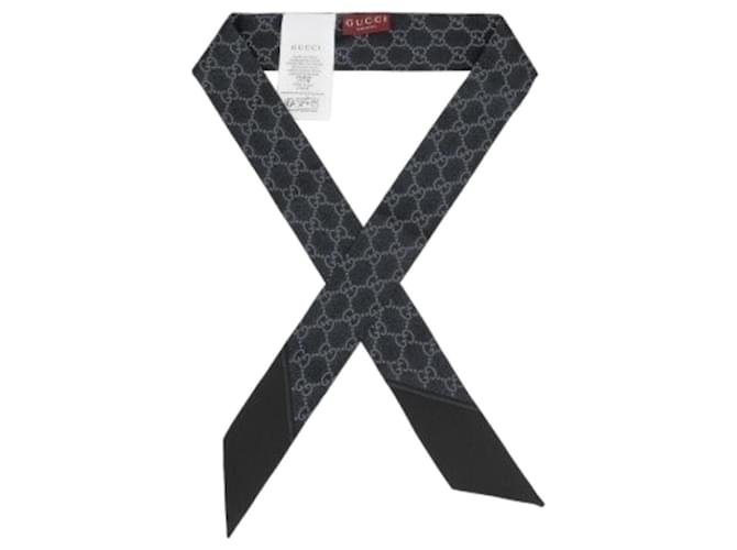 Gucci Schmaler Twilly-Seidenschal Schwarz - Ansicht 2