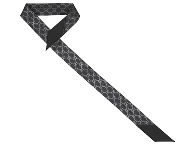 Gucci Schmaler Twilly-Seidenschal Schwarz - Ansicht 4