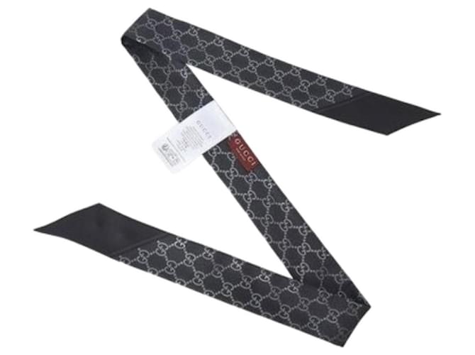 Gucci Schmaler Twilly-Seidenschal Schwarz - Ansicht 5