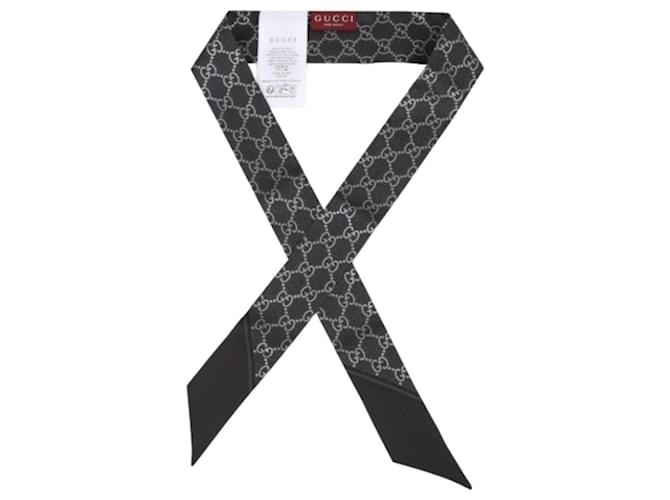 Gucci Schmaler Twilly-Seidenschal Schwarz - Ansicht 8