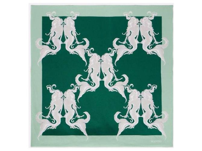 Valentino Sciarpa in twill di seta Siren QMH Verde - vista 4