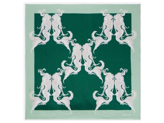 Valentino Sciarpa in twill di seta Siren QMH Verde - vista 5