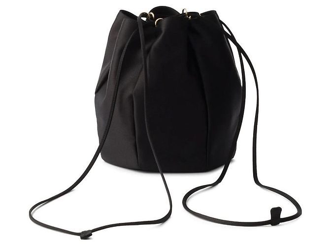 Prada Mini borsa a secchiello in satin nero - vista 2