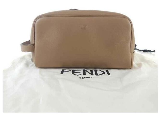 Fendi Pochette en cuir Dobb Kit (Beige) - vue 7