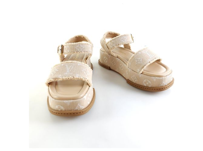 Louis Vuitton Raffia Monogram Maya Plattformsandalen Orange - Ansicht 2