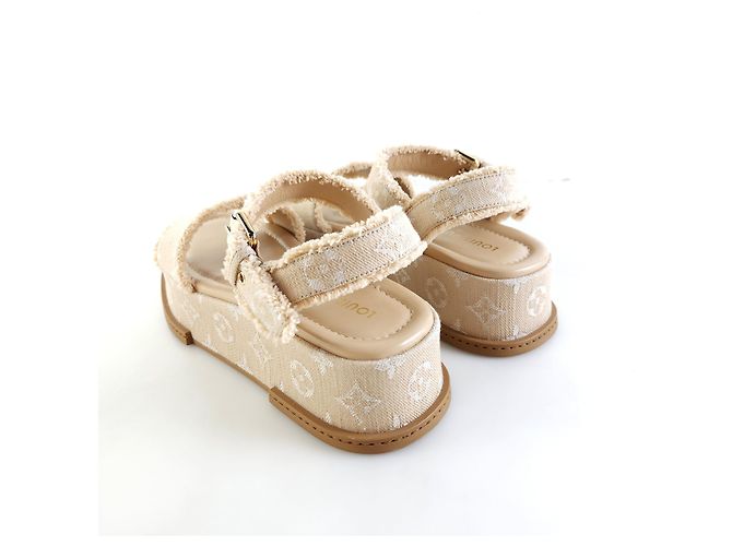Louis Vuitton Raffia Monogram Maya Plattformsandalen Orange - Ansicht 3
