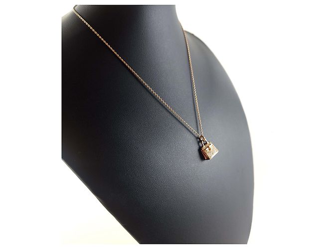Hermès Amulette Kelly Diamant Anhänger Halskette Schwarz - Ansicht 3