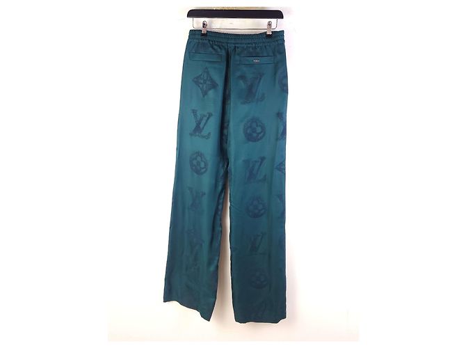 Louis Vuitton Pantaloni da pigiama in seta con monogramma Blu - vista 3