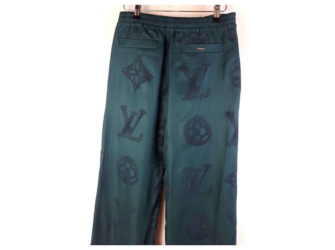 Louis Vuitton Pantaloni da pigiama in seta con monogramma Blu - vista 4