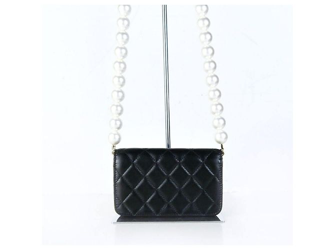 Chanel Pearl Strap Wallet On Chain Crossbody Black - view 3