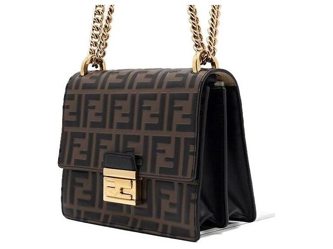 Fendi Mini borsa a flap con logo FF e catena dorata - vista 2