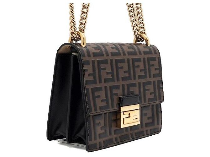 Fendi Mini borsa a flap con logo FF e catena dorata - vista 3