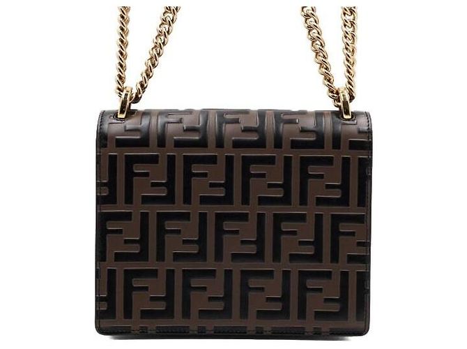 Fendi Mini borsa a flap con logo FF e catena dorata - vista 4