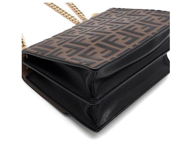 Fendi Mini borsa a flap con logo FF e catena dorata - vista 8