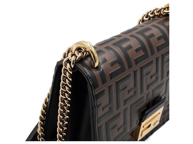 Fendi Mini borsa a flap con logo FF e catena dorata - vista 9