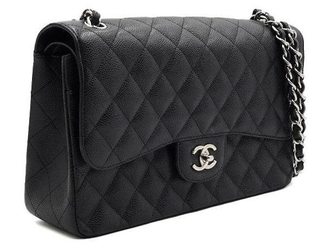 Chanel Borsa classica grande con pattina Nero - vista 3