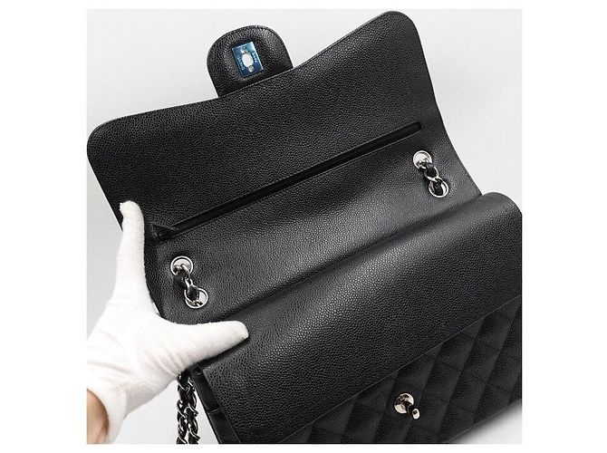 Chanel Borsa classica grande con pattina Nero - vista 6