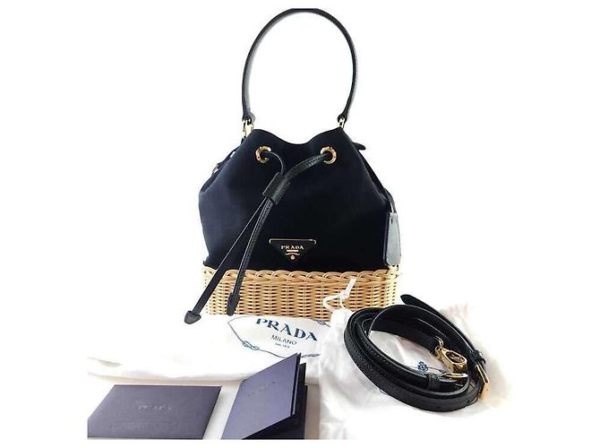 Prada Borsa a secchiello in tela intrecciata Plage a tracolla - vista 6