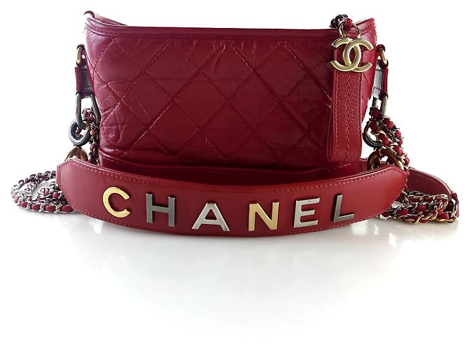 Chanel Borsa hobo Gabrielle con lettering, borsa a spalla, borsa a tracolla Rosso - vista 2