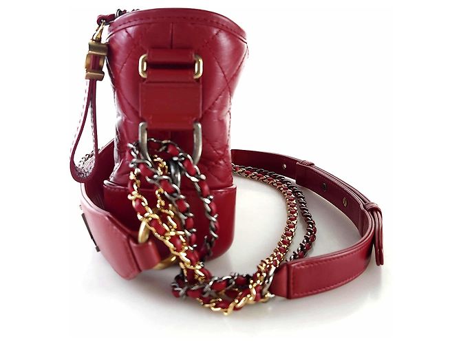 Chanel Borsa hobo Gabrielle con lettering, borsa a spalla, borsa a tracolla Rosso - vista 3
