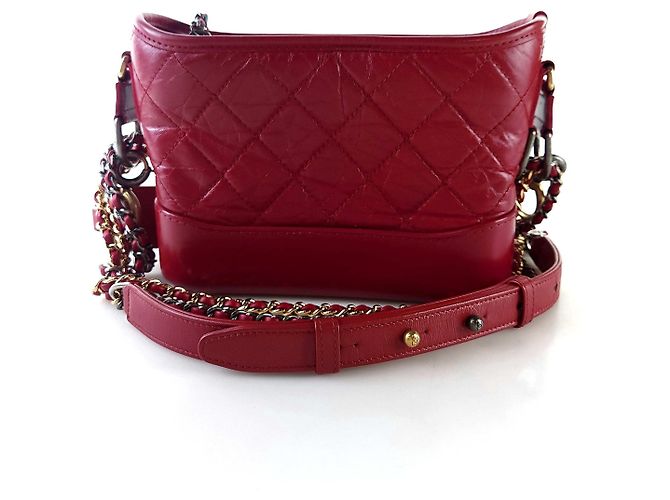 Chanel Borsa hobo Gabrielle con lettering, borsa a spalla, borsa a tracolla Rosso - vista 4