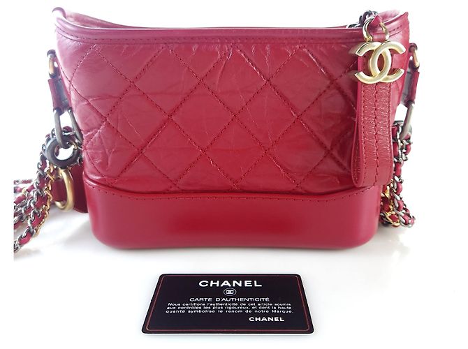 Chanel Borsa hobo Gabrielle con lettering, borsa a spalla, borsa a tracolla Rosso - vista 8