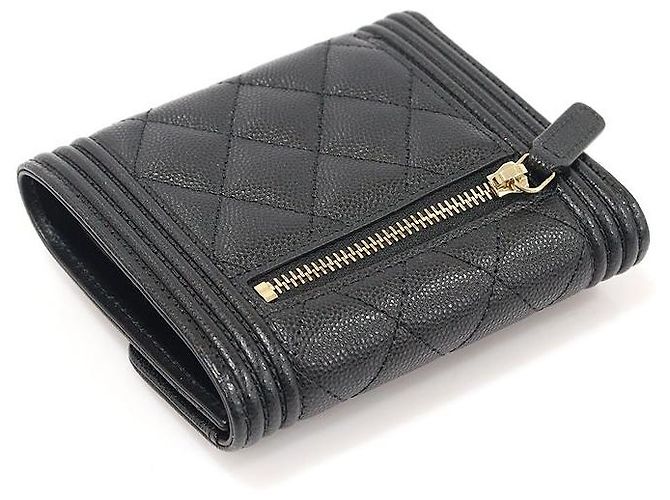 Chanel Cartera Black Caviar Gold Boy (chip interno) Negro - vista 5