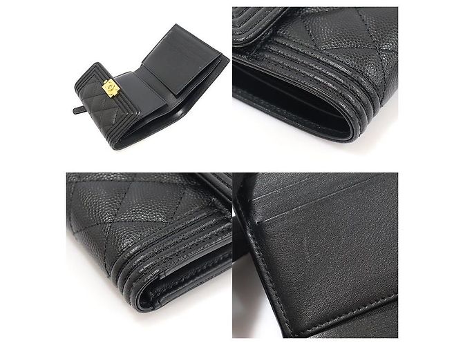 Chanel Cartera Black Caviar Gold Boy (chip interno) Negro - vista 6