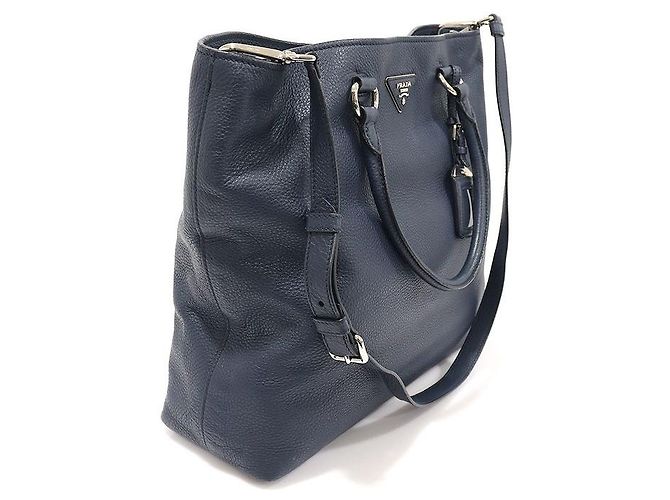 Prada Bolsa triangular em vitello daino navy com hardware prateado Azul - vista 2