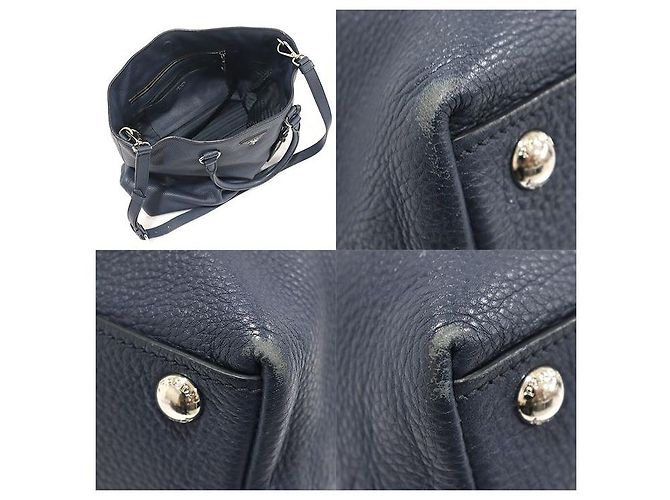 Prada Bolsa triangular em vitello daino navy com hardware prateado Azul - vista 5