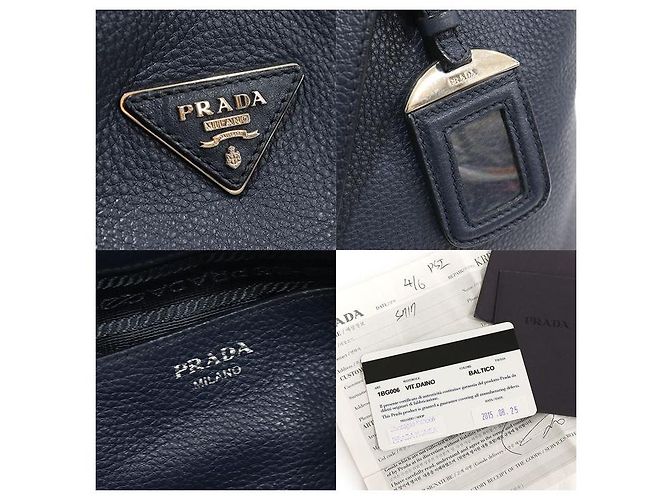 Prada Bolsa triangular em vitello daino navy com hardware prateado Azul - vista 7