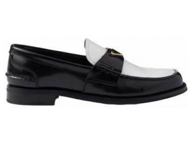Prada Mocassini in pelle spazzolata bicolore Nero - vista 4