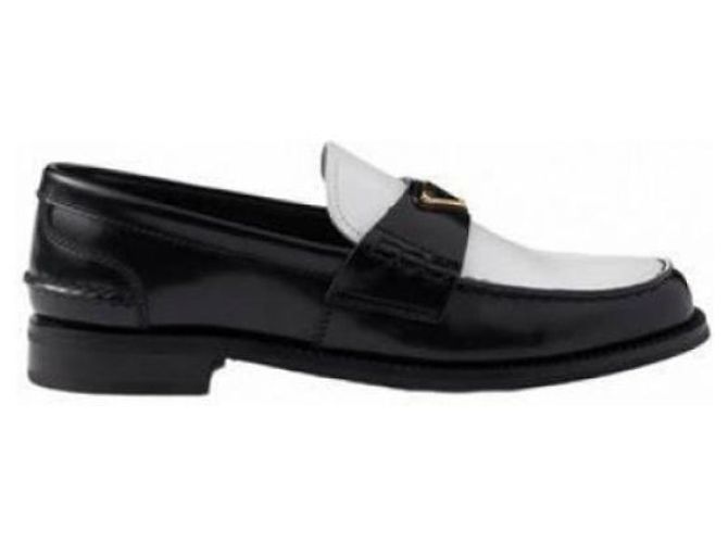 Prada Mocassini in pelle spazzolata bicolore Nero - vista 5