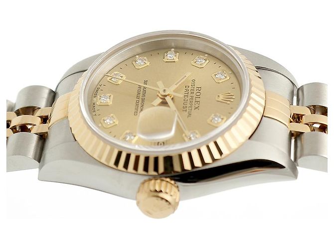 Rolex Reloj Combo para Mujer Datejust en Oro Champán con Diamantes Dorado - vista 12