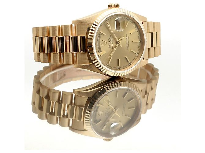 Rolex Orologio da uomo in oro con quadrante rail Day-Date D'oro - vista 19