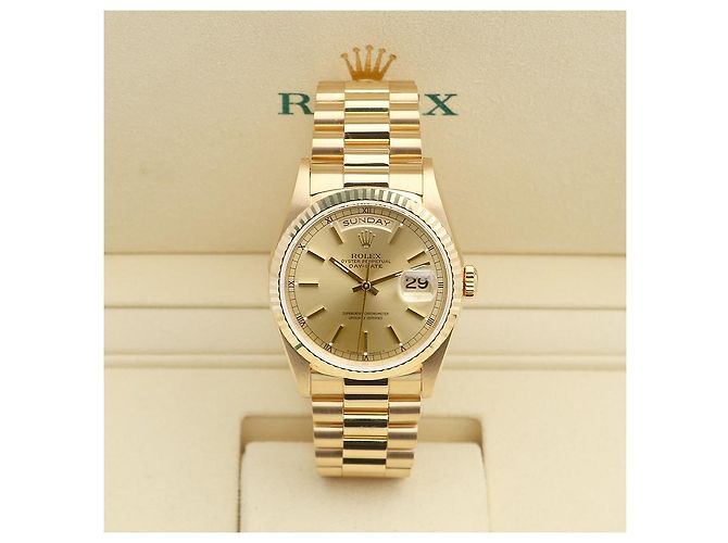 Rolex Orologio da uomo in oro con quadrante rail Day-Date D'oro - vista 2