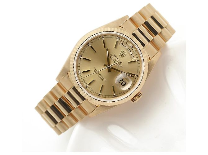 Rolex Orologio da uomo in oro con quadrante rail Day-Date D'oro - vista 23