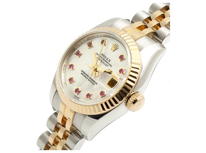 Rolex Relógio Combi Datejust Feminino em Madre-Pérola e Rubi com dez pontos Multicor - vista 10