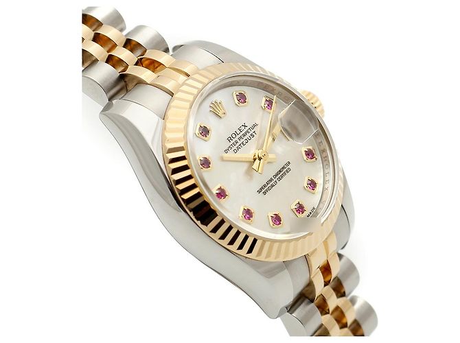 Rolex Relógio Combi Datejust Feminino em Madre-Pérola e Rubi com dez pontos Multicor - vista 11