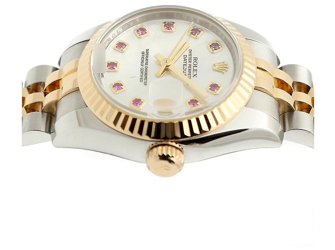 Rolex Relógio Combi Datejust Feminino em Madre-Pérola e Rubi com dez pontos Multicor - vista 12